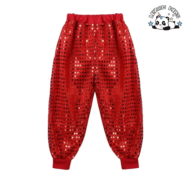 LEZONKIDS - Conjunto Personalizado de Top com Capuz e Calças com Lantejoulas para Meninas Camisa Esportiva Colorida para Festa de Dança de Verão